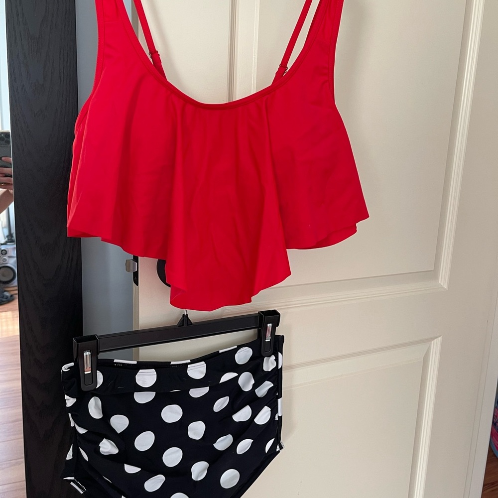 CLUCI Swimsuit Two Piece Tankini Flounce Top Tummy Control High Waisted Bottom